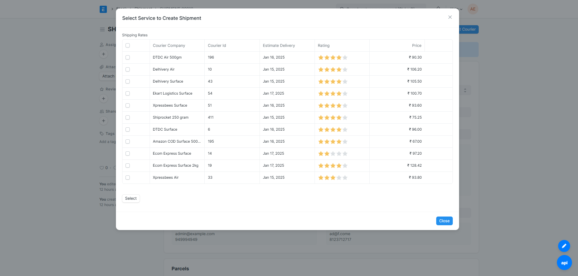 ERPNext Shipping UI / UX
